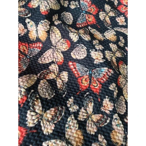 SM Wardrobe Butterfly Print Fit and Flare Dress Sleeveless V-Neck Black Large - Picture 2 of 9